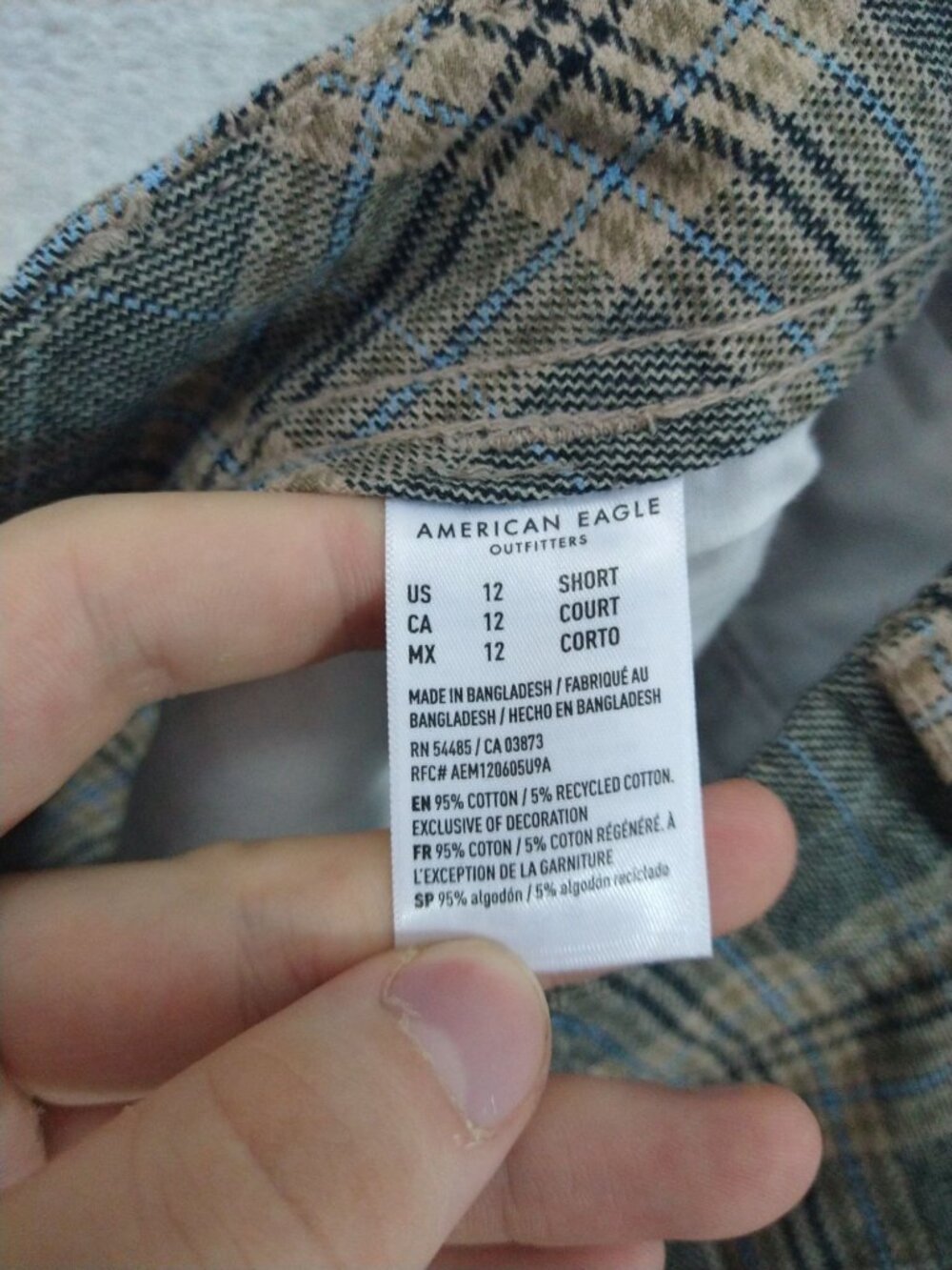 American Eagle Pants Womens 12 Short Beige Plaid Super High Rise Baggy Wide Leg - Picture 8 of 10